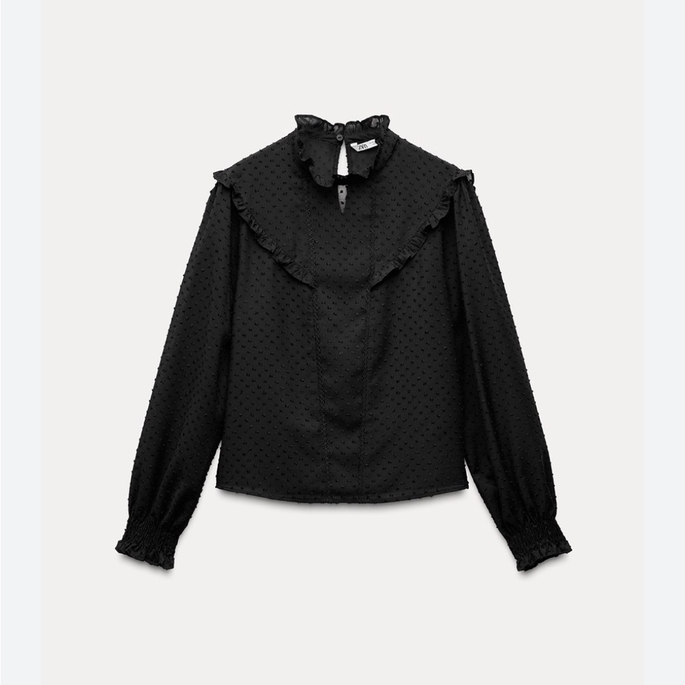 144. Zara Women's Black Textured Blouse NWT Size XS